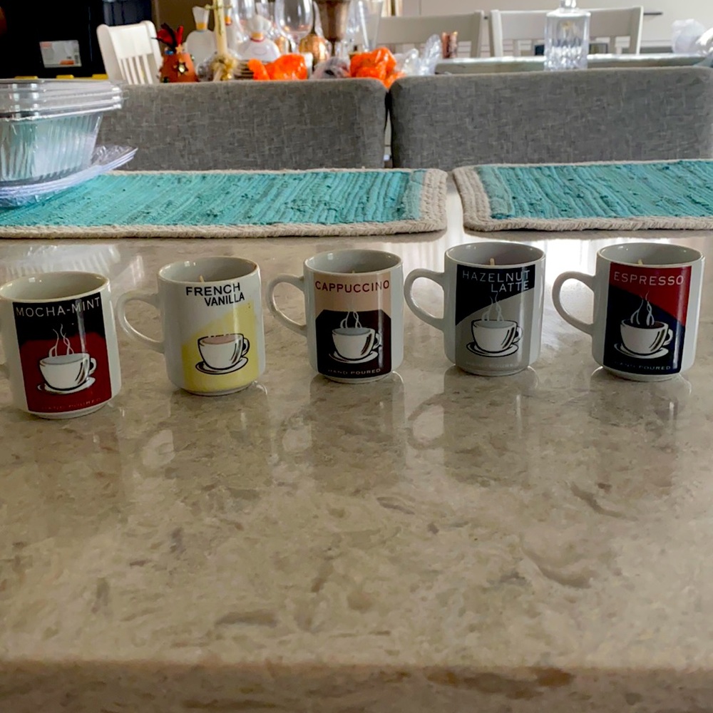 Set of 5 coffee cup votive holders